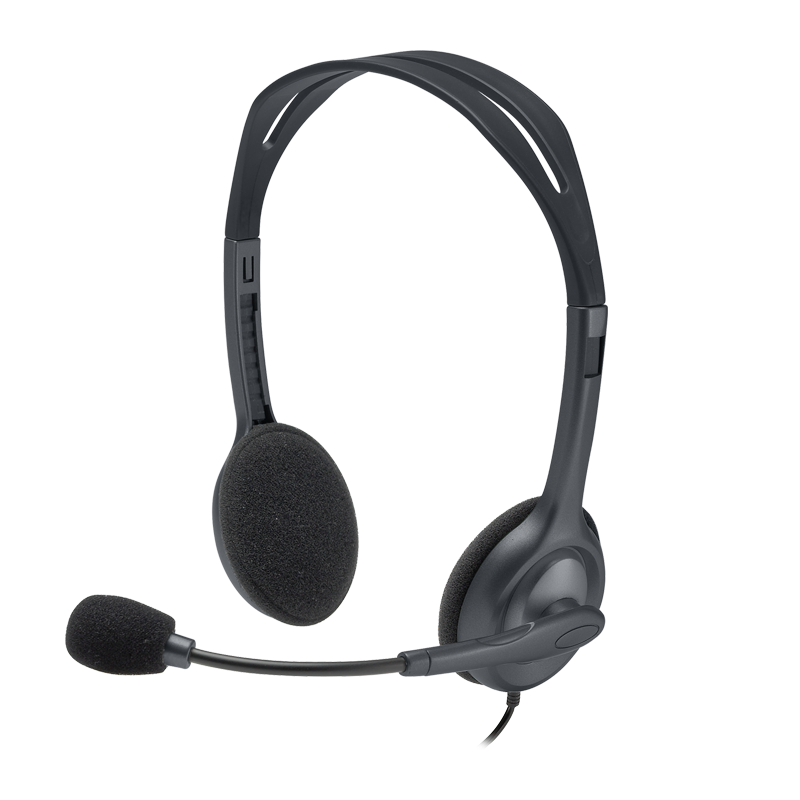 Logitech H111 Stereo on-ear headset, wired with microphone - Black and silver (Open Sealed)